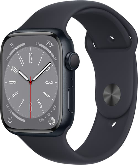 Apple Watch Series 8 Gps, 45mm Midnight Aluminium Case With Midnight Sport Band