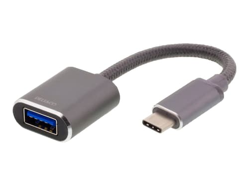 Deltaco Usb-c 3.1 To Usb-a Adapter Otg 10 Cm - Space Grey 24-nastainen Usb-c Uros 9 Pin Usb Type A Naaras