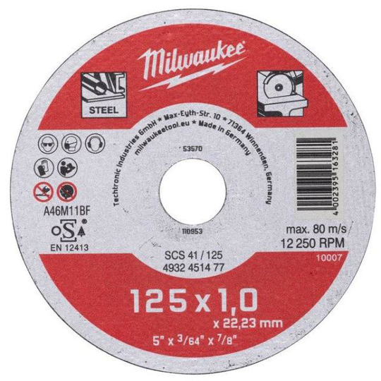 Milwaukee SCS 41 Contractor Katkaisulaikka 125x1 mm.