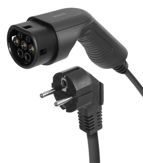 Deltaco E-charge, Cable Schuko - Type 2, 1 Phase, 3,6kw, 5m 5m Iec 62196 Type 2 Uros Power Cee 7/7 Uros