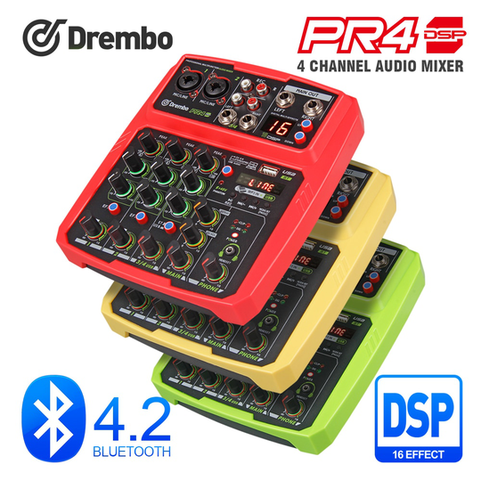 PRO PR4 4channel Protable digital audio mixer console with 16 DSP effect Sound Card,bluetooth, USB, for Karaoke DJ PC Recording