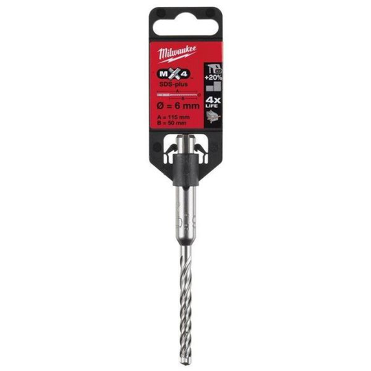 Milwaukee MX4 Vasaraporanterä SDS-Plus, 4-särmäinen 6x115 mm.