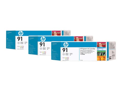 Hp Muste Kevyt Harmaa No.91 - Z6100 775ml 3-pack