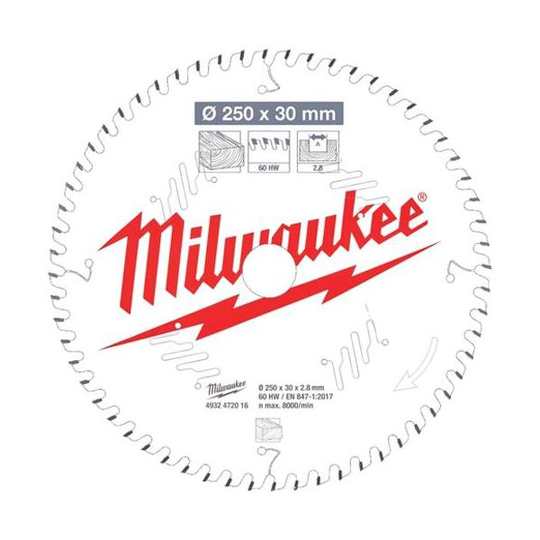 Milwaukee CSB MS W Sahanterä 250x2,8x30 mm, 60T