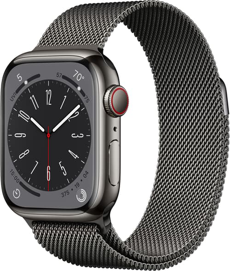 Apple Watch Series 8 Gps + Cellular, 41mm Graphite Stainless Steel Case With Graphite Milanese Loop