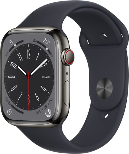 Apple Watch Series 8 Gps + Cellular, 45mm Graphite Stainless Steel Case With Midnight Sport Band