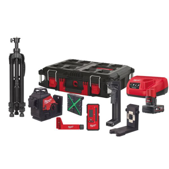 Milwaukee M12 3PLKIT-401P Ristilaser akulla ja laturilla