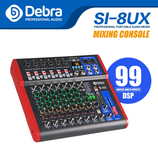Clean Sound! Debra Audio Pro 8 Channel USB Mixer Audio With 99 DSP Digital Effects For DJ Mixer Console Karaoke Recording Studio