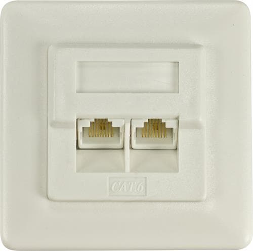 Deltaco Network Wall Outlet 2-port Cat 6