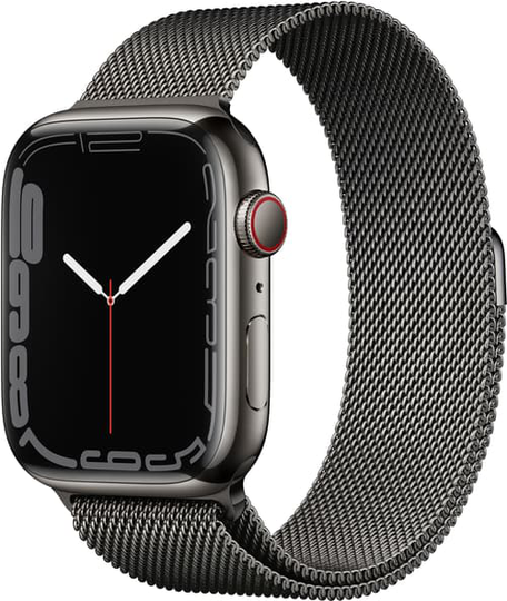 Apple Watch Series 7 Gps + Cellular, 45 Mm Graphite Stainless Steel Case With Graphite Milanese Loop