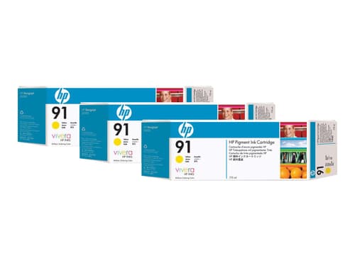 Hp Muste Keltainen No.91 - Z6100 775ml 3-pack