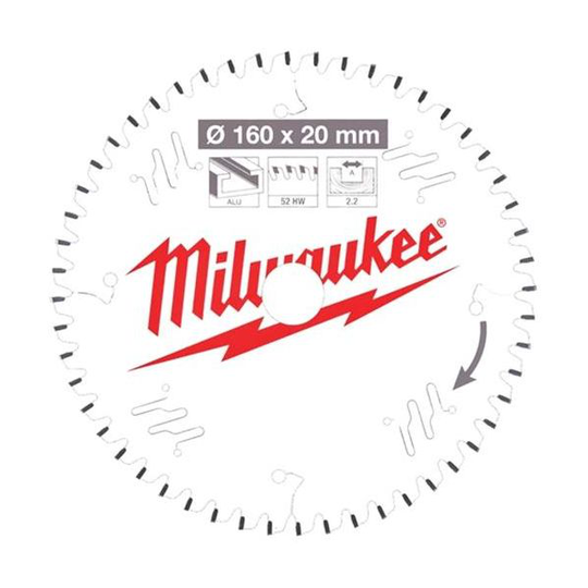 Milwaukee CSB P Alu Sahanterä 160x2,2x20 mm, 52T