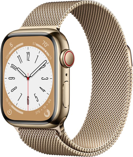Apple Watch Series 8 Gps + Cellular, 41mm Gold Stainless Steel Case With Gold Milanese Loop