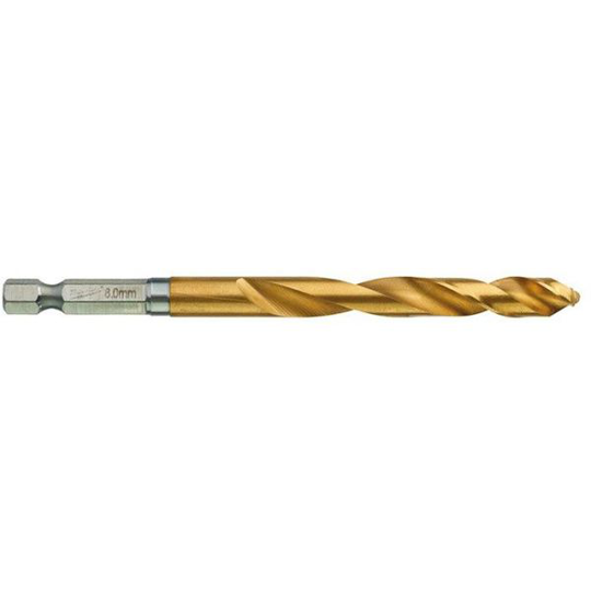Milwaukee SHOCKWAVE Red Hex HSS-G TIN Metalliporanterä 1 kpl:n pakkaus 8 mm