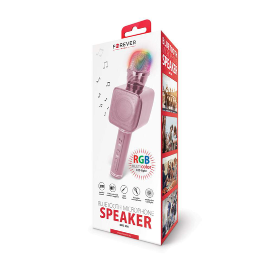 Forever BMS-400 Bluetooth langaton karaoke mikrofoni / kaiutin - pinkki