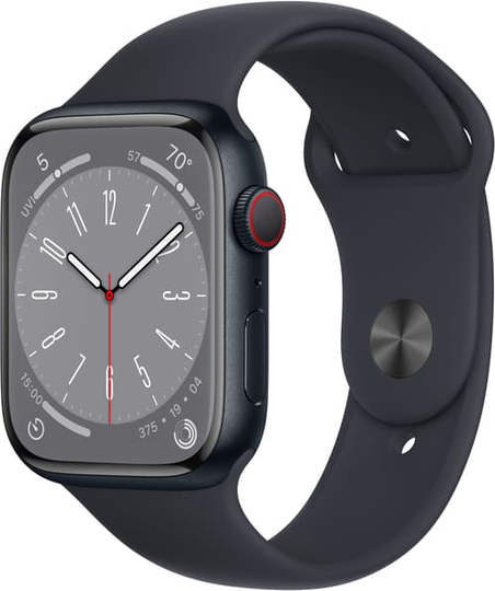 Apple Watch Series 8 Gps + Cellular, 45mm Midnight Aluminium Case With Midnight Sport Band