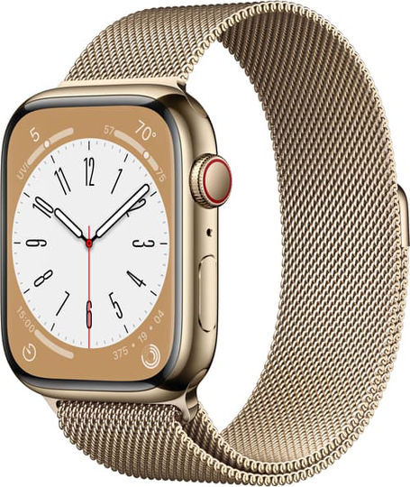 Apple Watch Series 8 Gps + Cellular, 45mm Gold Stainless Steel Case With Gold Milanese Loop