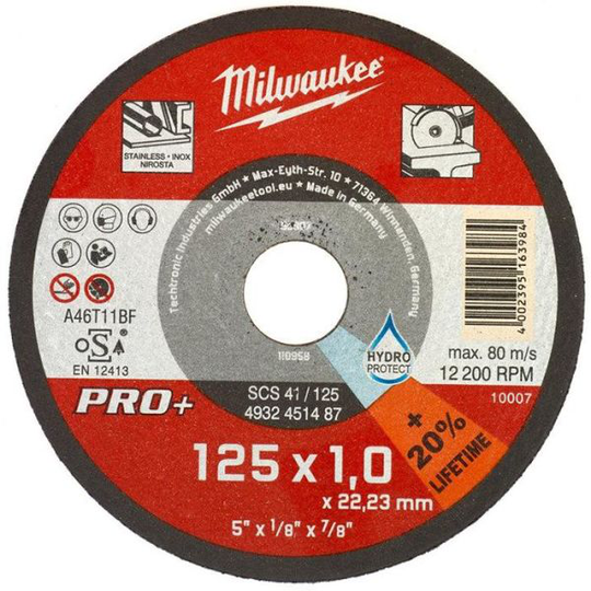 Milwaukee SCS 41 PRO+ Katkaisulaikka 125x1 mm.